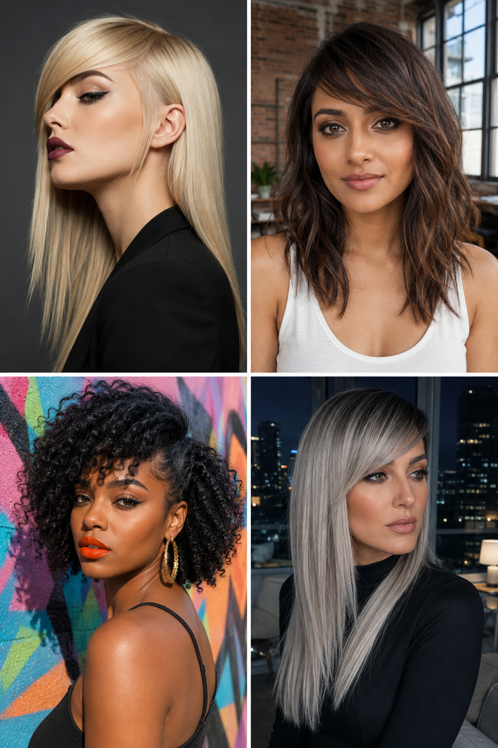  Asymmetrical Bangs for Round Faces
