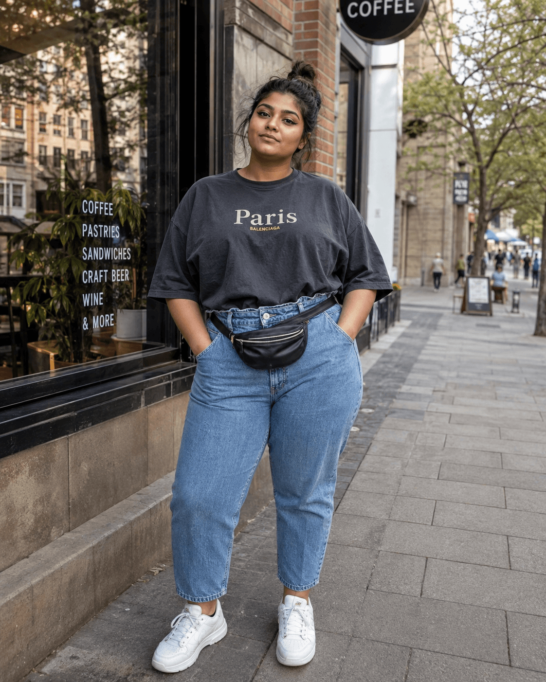 Boxy Tee with Paperbag Jeans