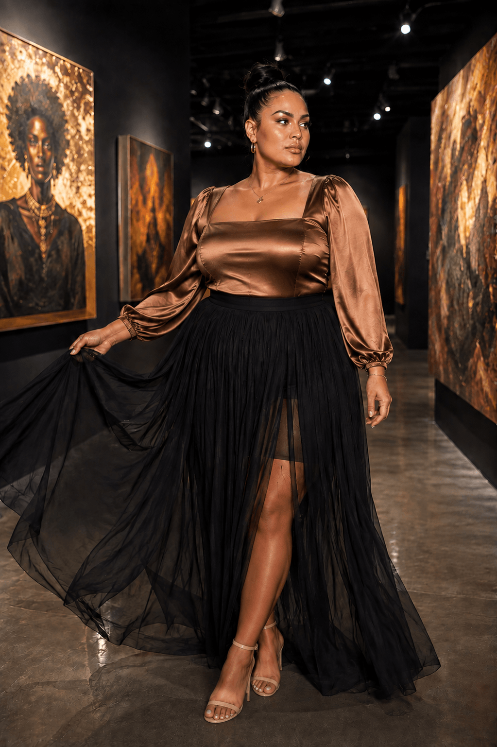 Bronze Satin Top & Tulle Skirt