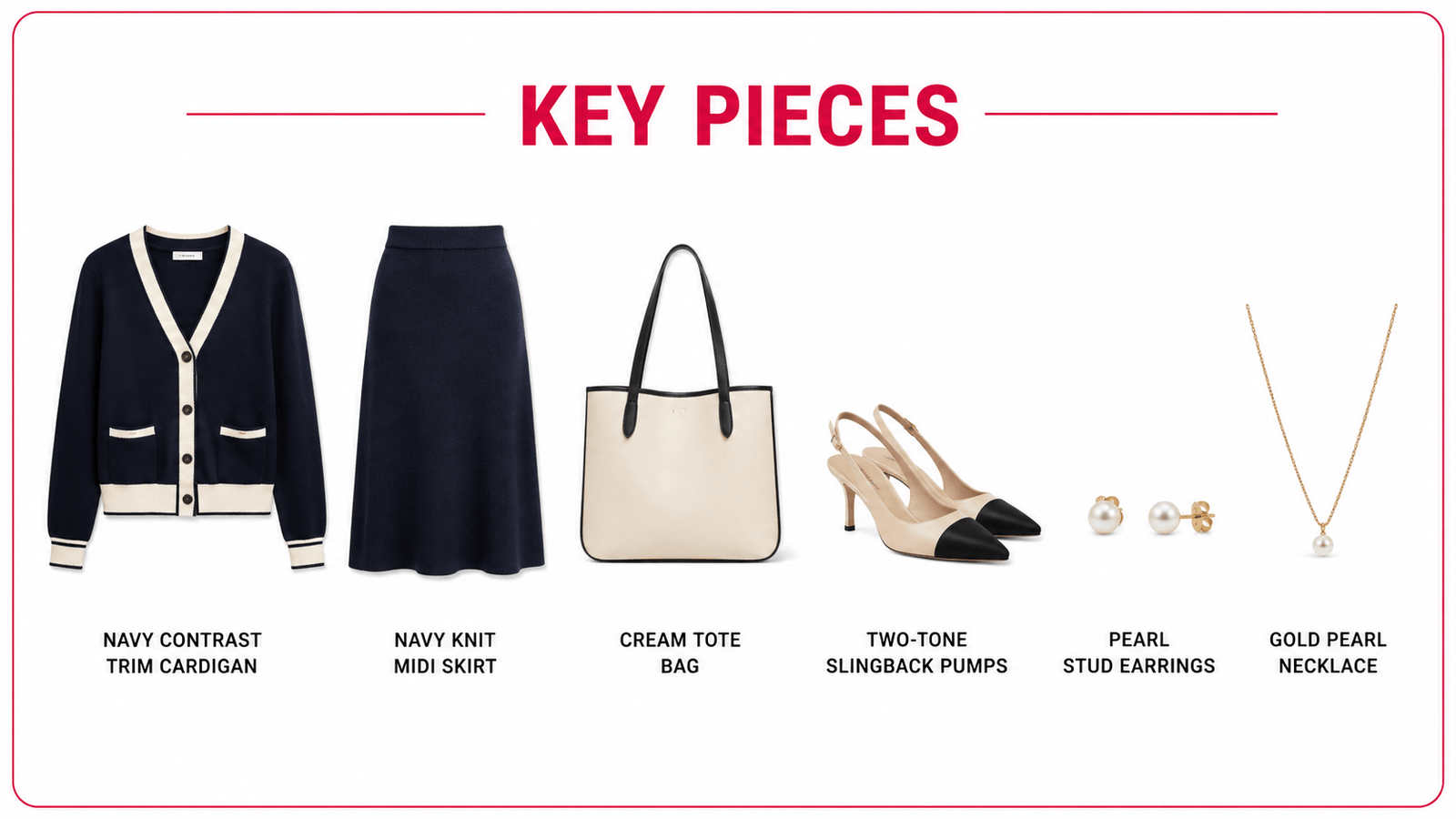 Contrast Trim Cardigan and Knit Skirt Set-key pieces