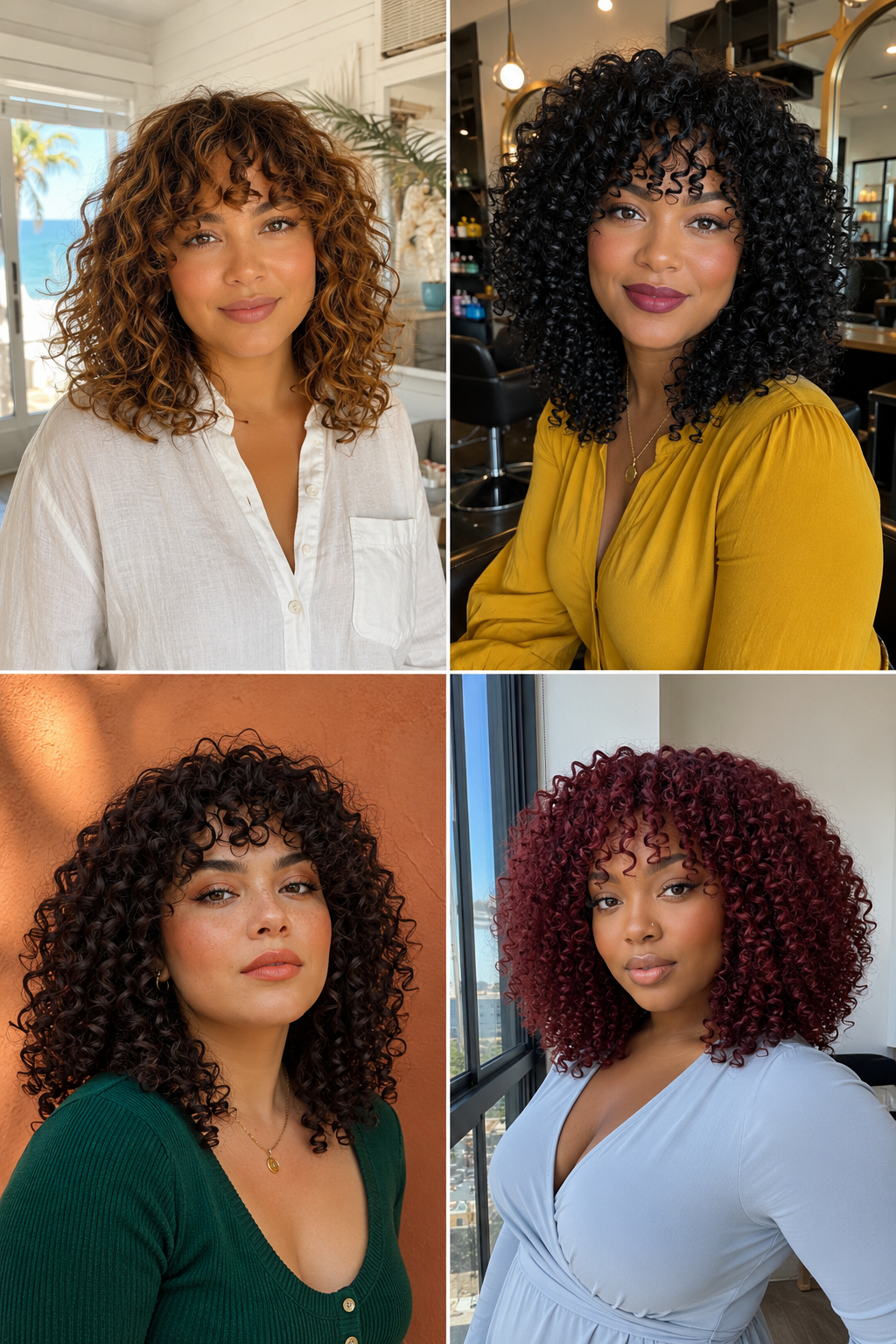 Curly Bangs for Round Faces