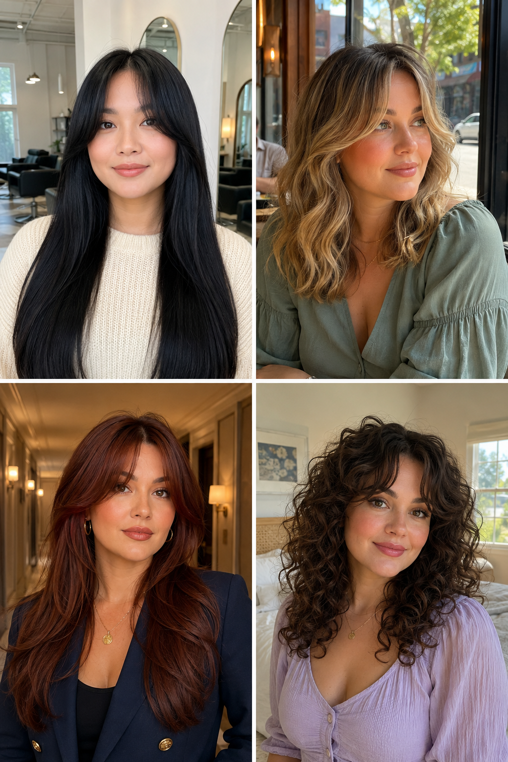 Curtain Bangs for Round Faces