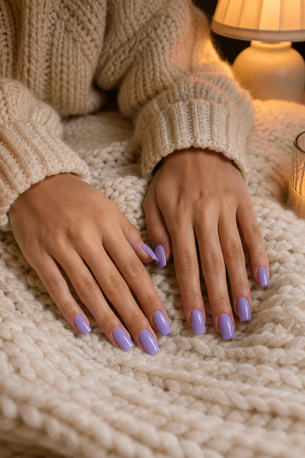 Edge Shape Nails in Pastel Lavender
