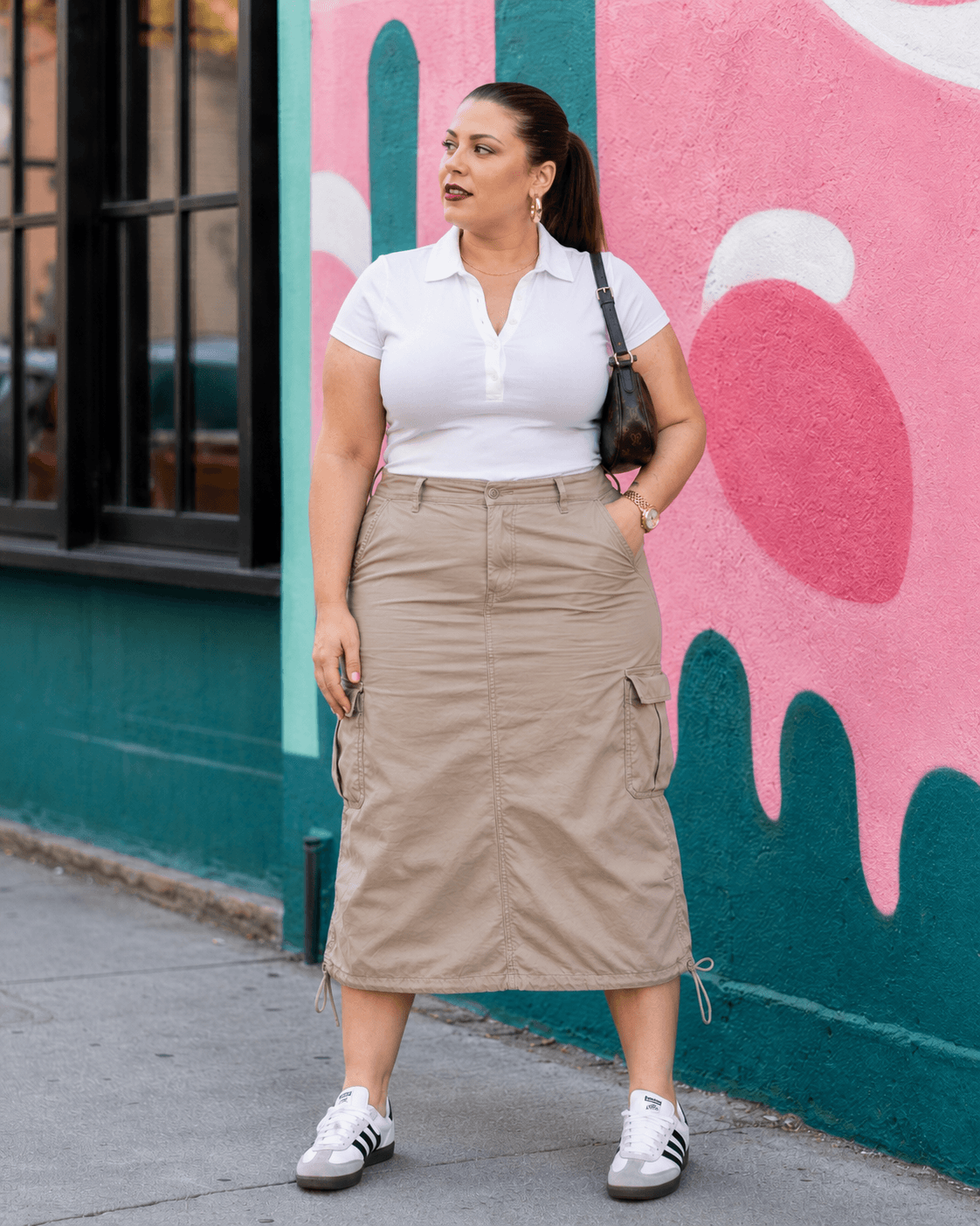 Fitted Polo with Cargo Midi Skirt