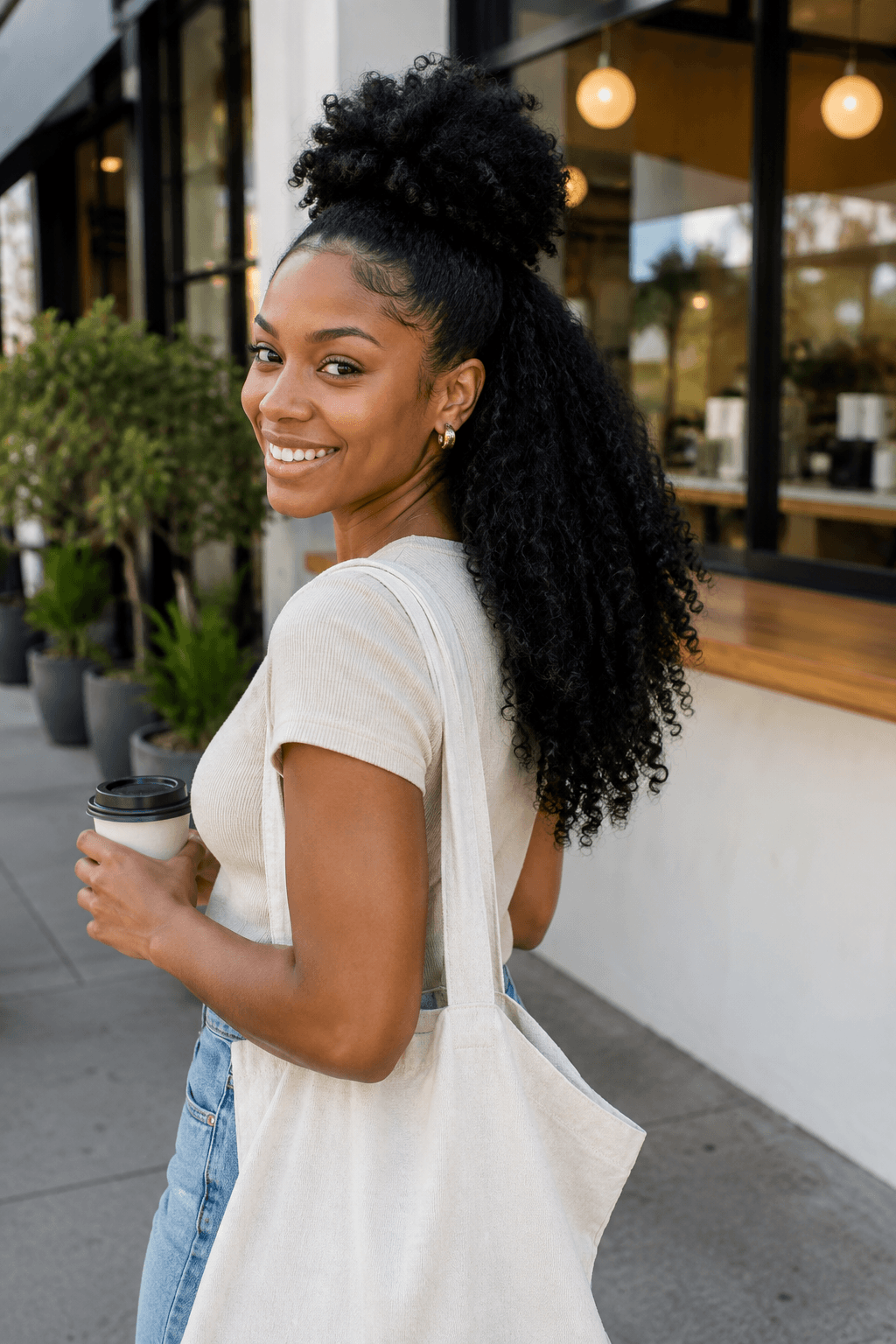 Half Up Puff with Loose Curls