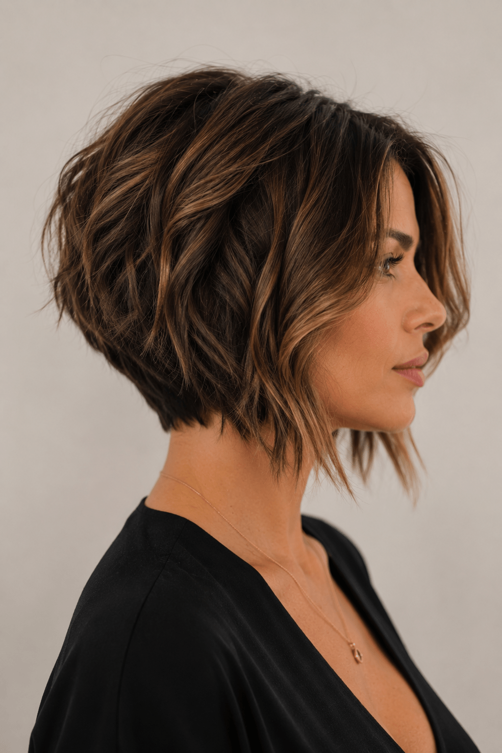 Inverted Wavy Bob With Stacked Graduation