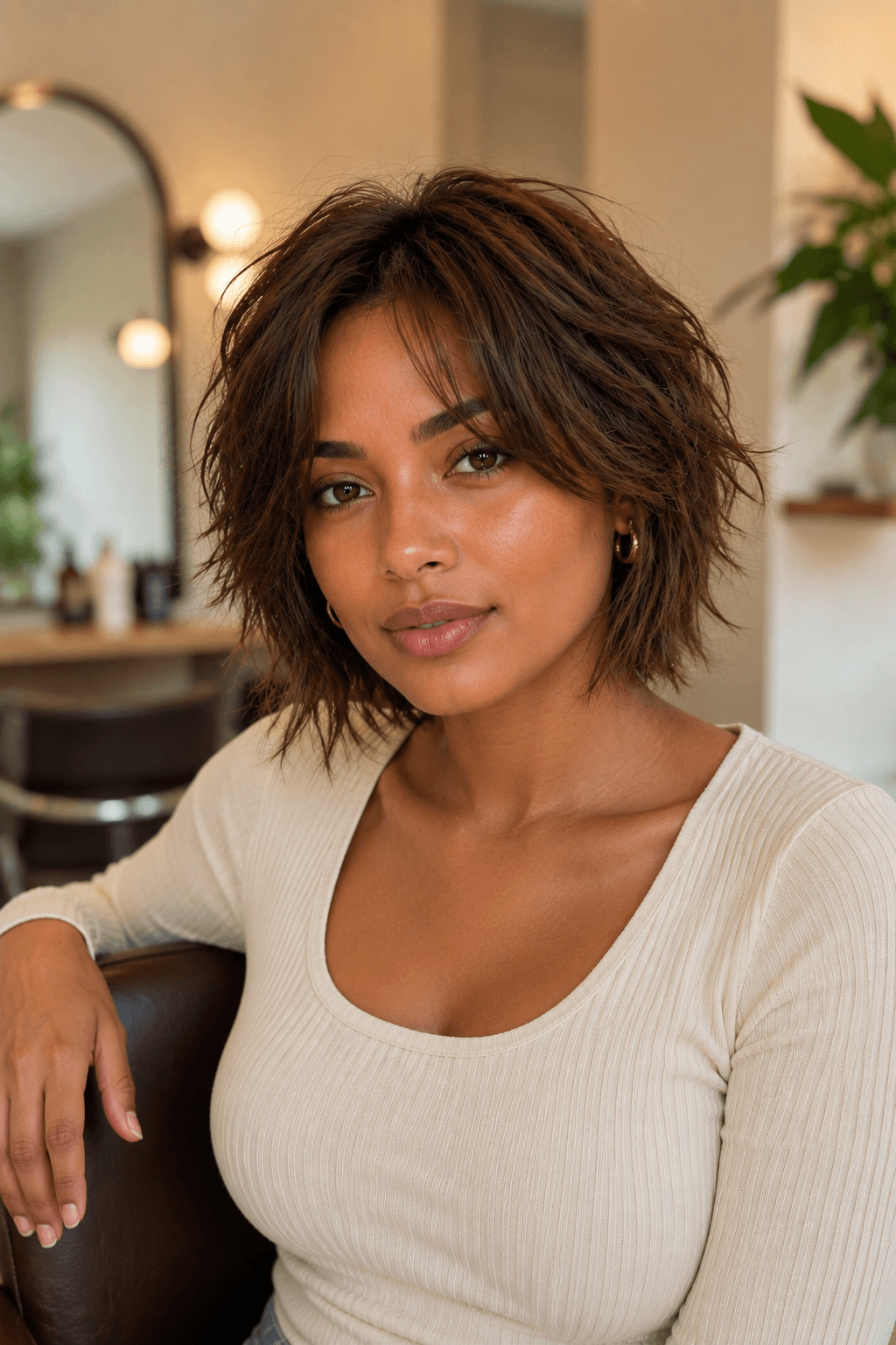 Jaw-Length Shag Haircut With Choppy Ends