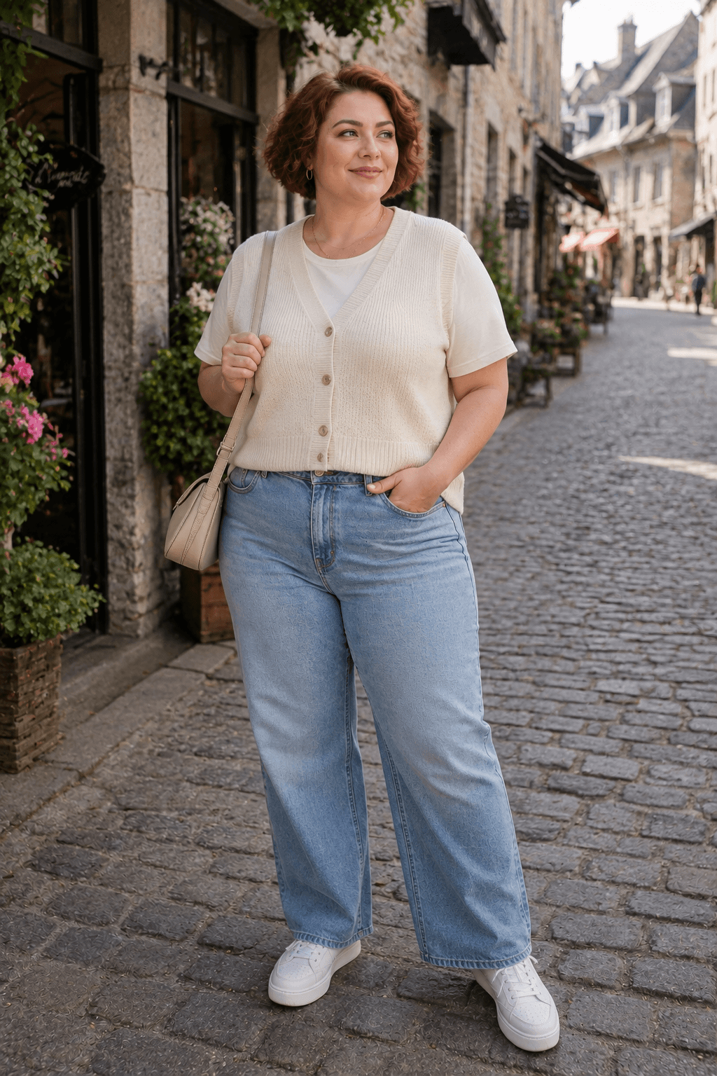 Knit Vest with Relaxed Jeans