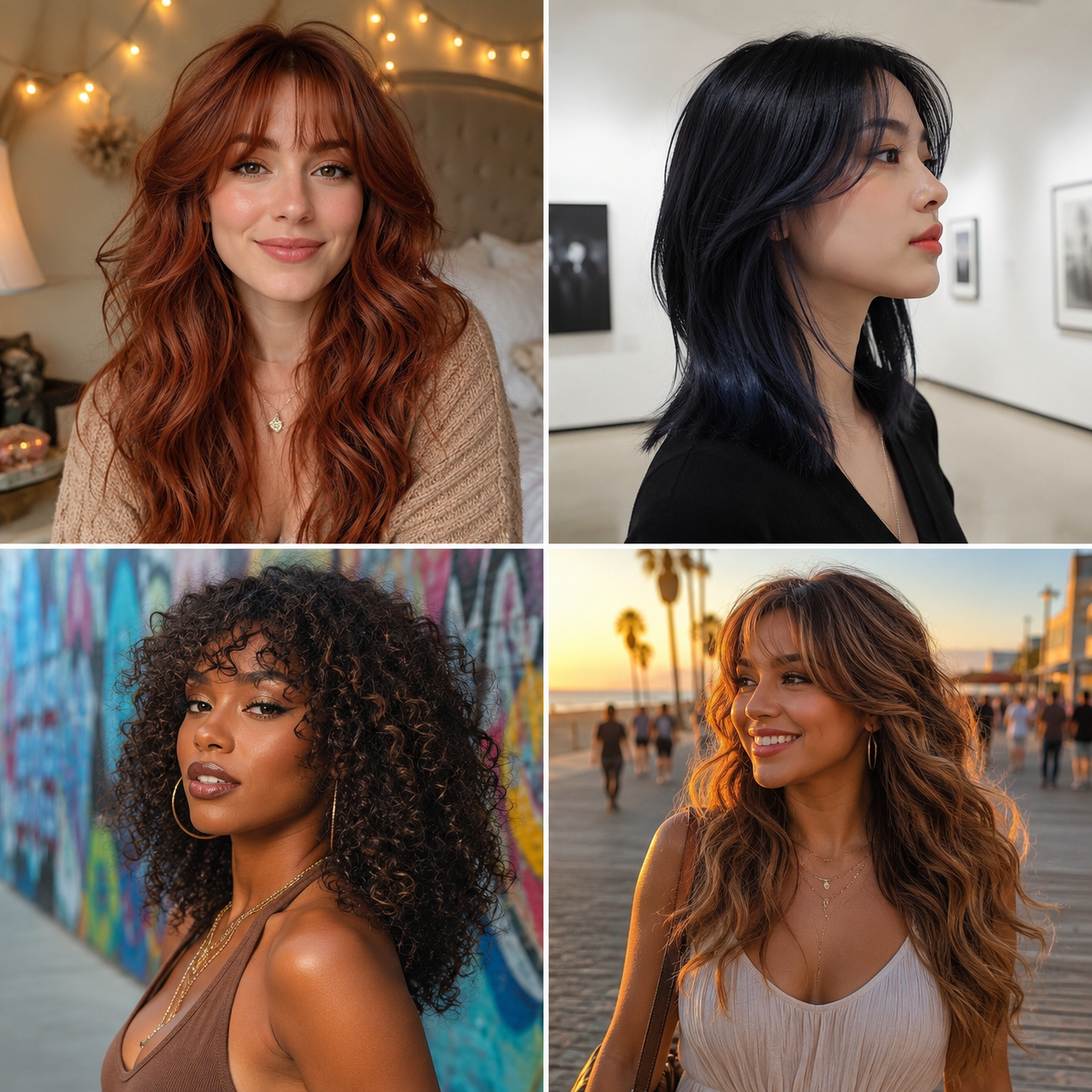 Layered Bangs for Round Faces