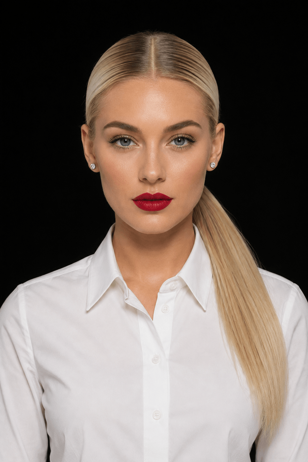 Middle-Part Sleek Ponytail