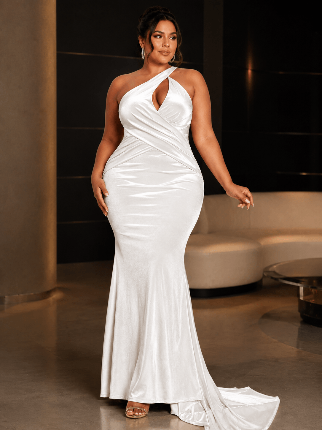One-Shoulder Cutout Gown