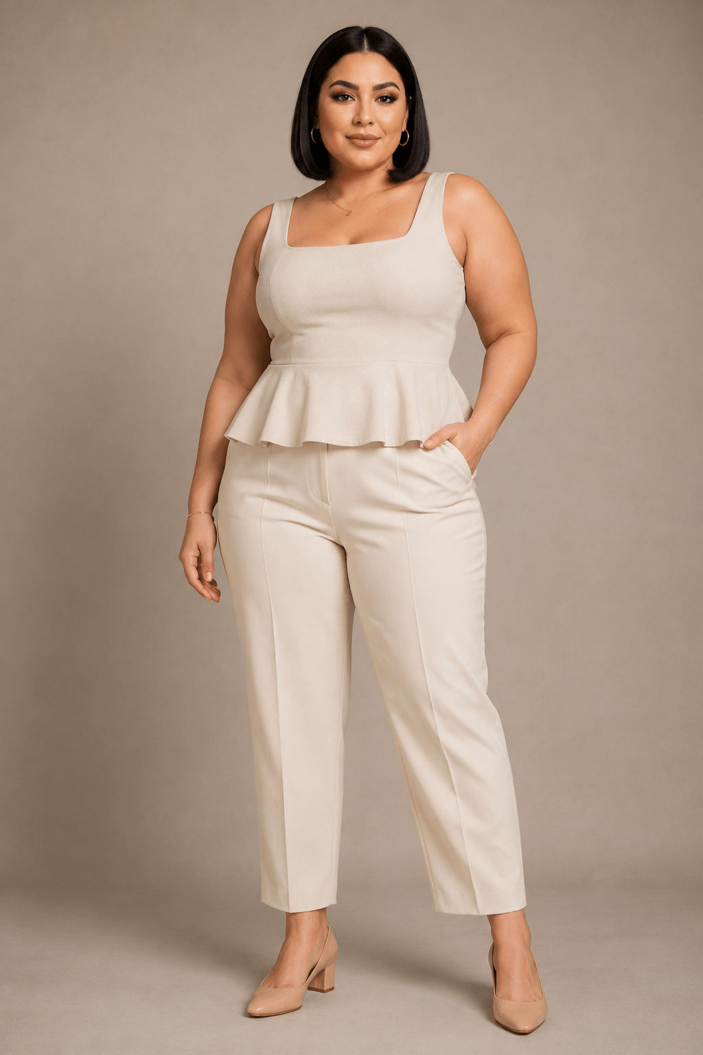 Peplum Tank with Ankle Pants