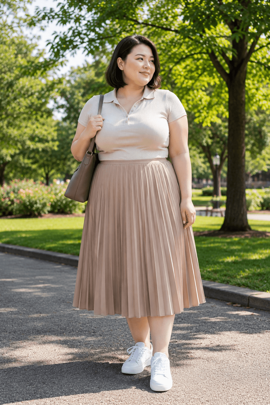 Ribbed Polo with Pleated Skirt