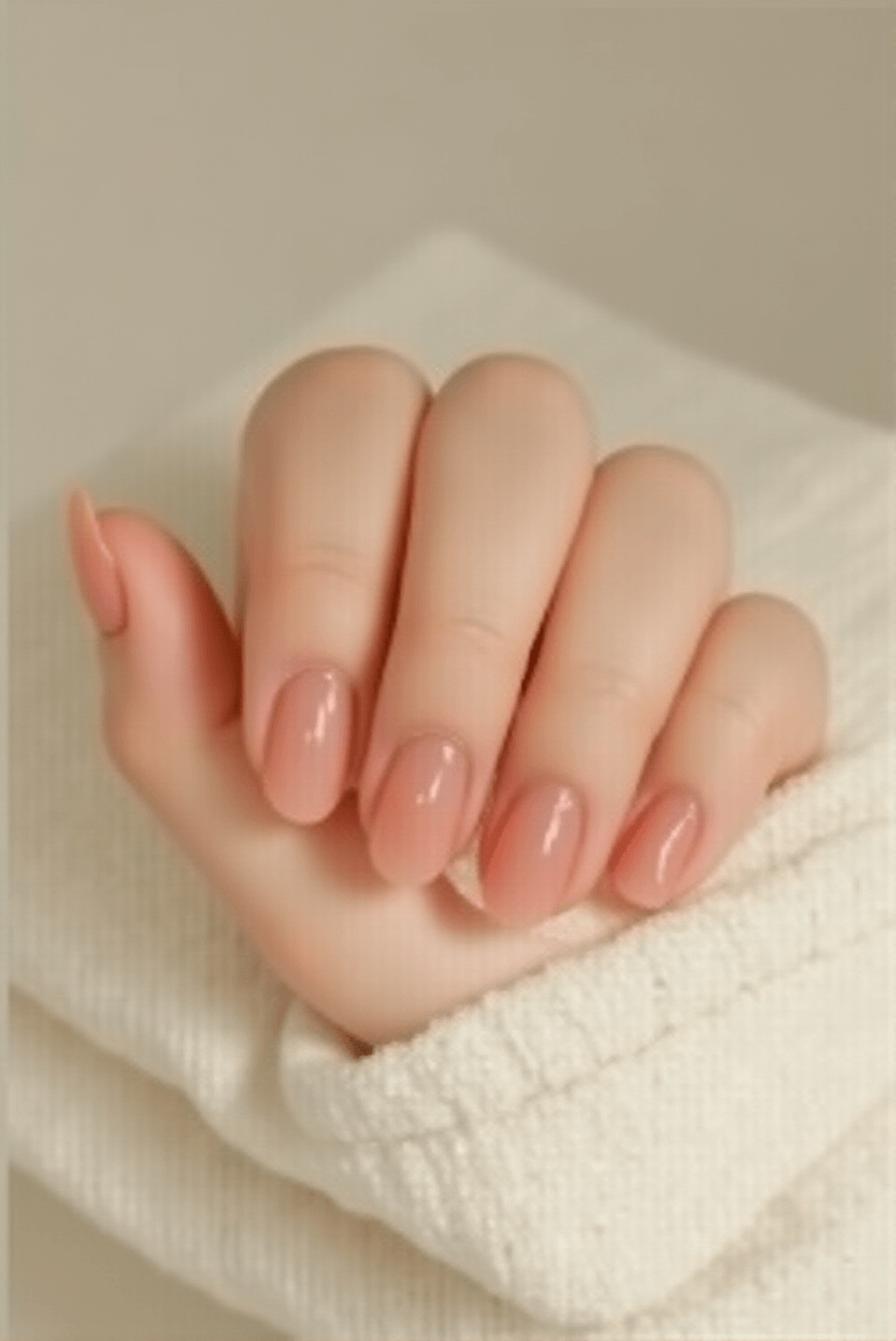 Round Shape Nails in Classic Baby Pink