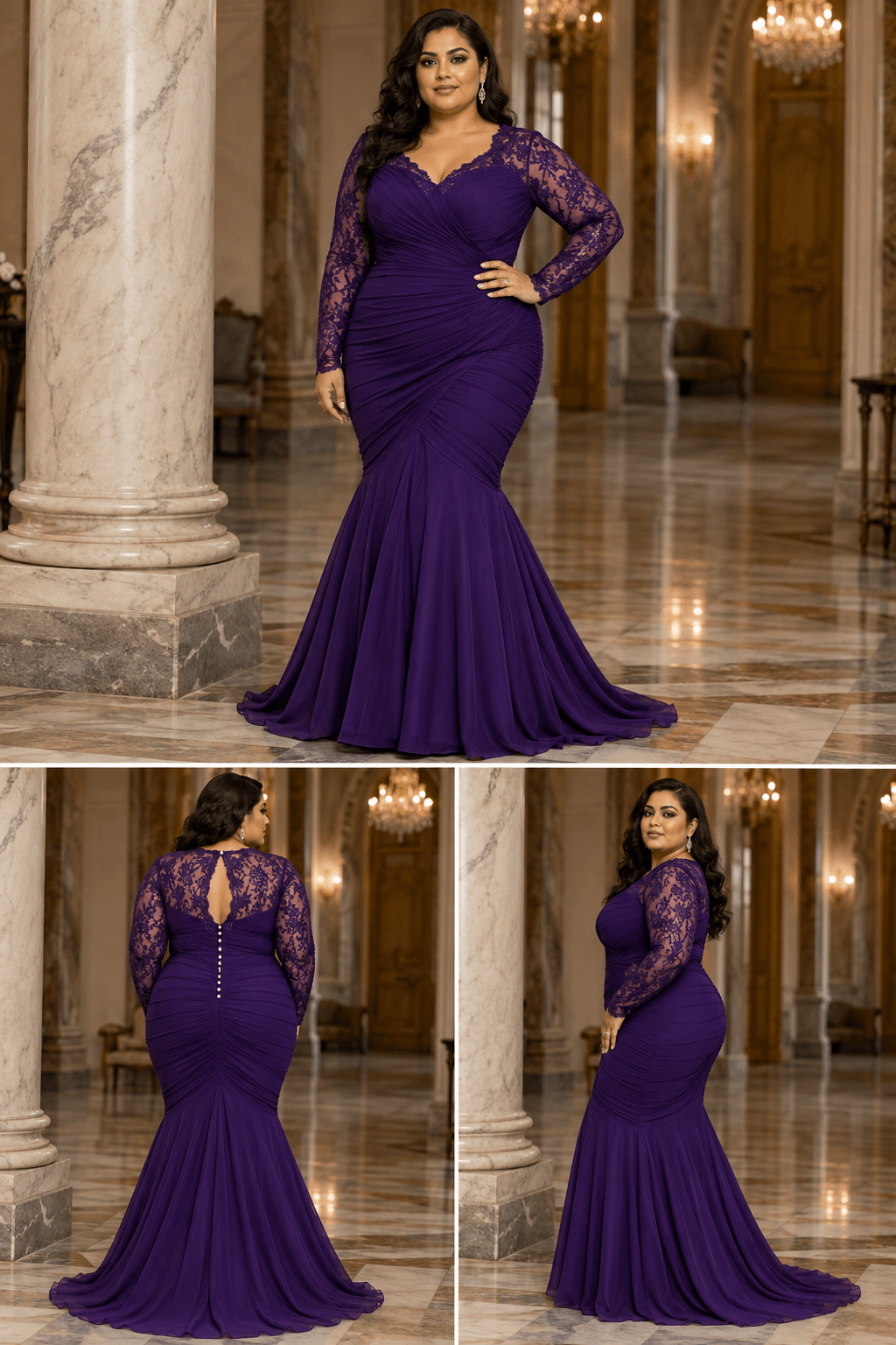 Royal Purple Mermaid Gown for a Formal Evening Wedding