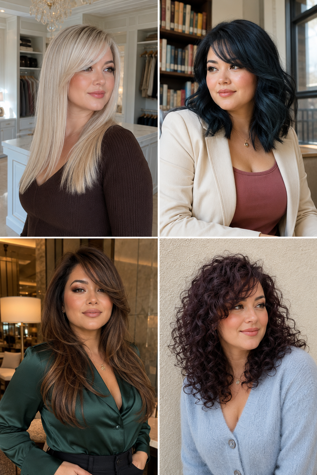  Side-Swept Bangs for Round Faces