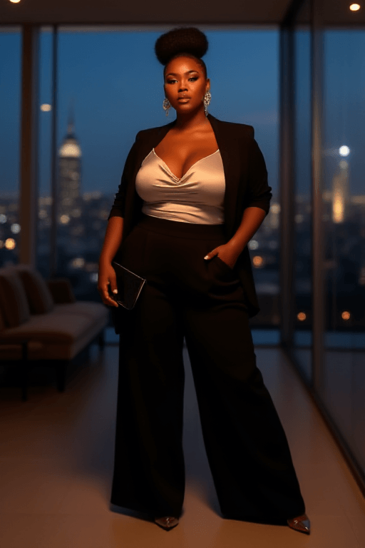 Silky Cami & Trousers Under a Blazer