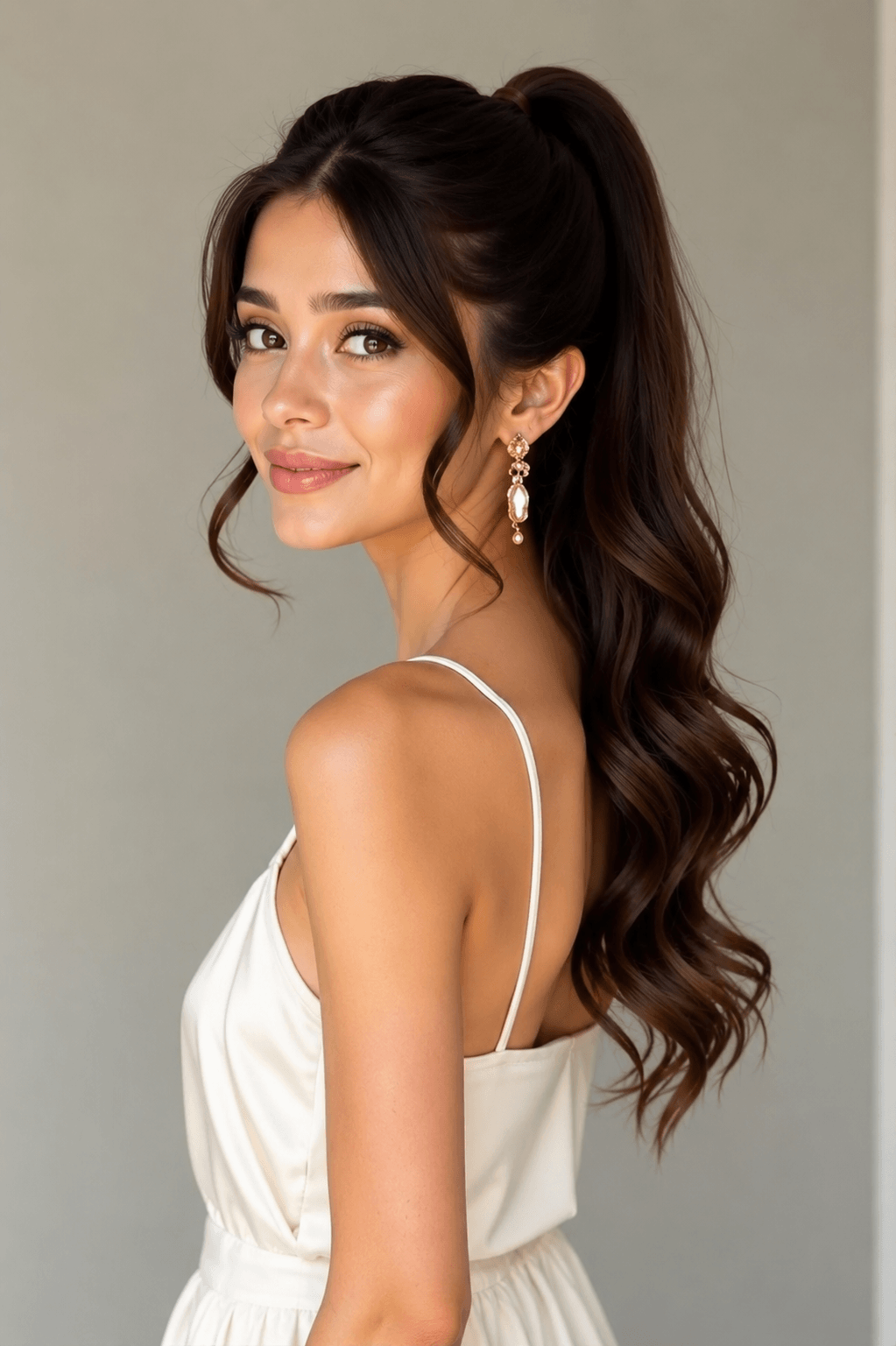 Sleek Ponytail with Curled Ends