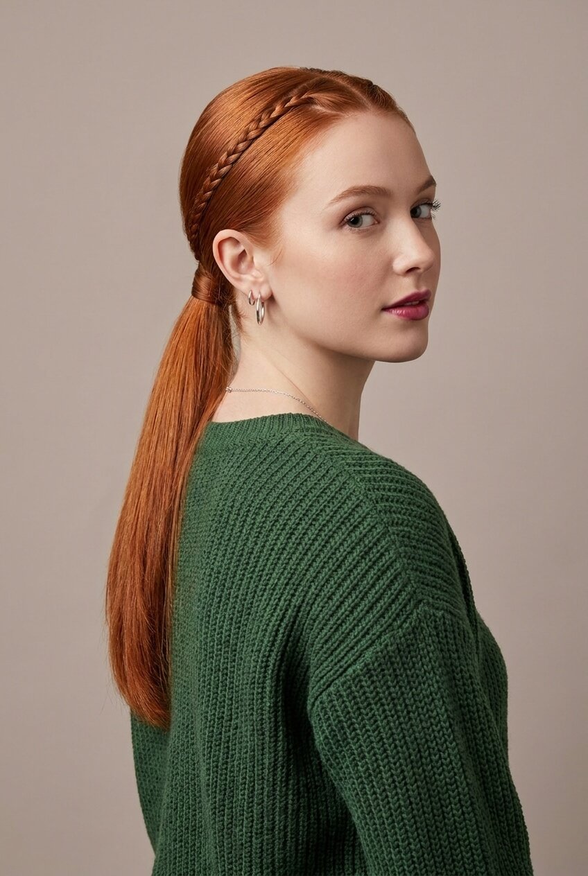 Sleek Ponytail with a Braided Accent