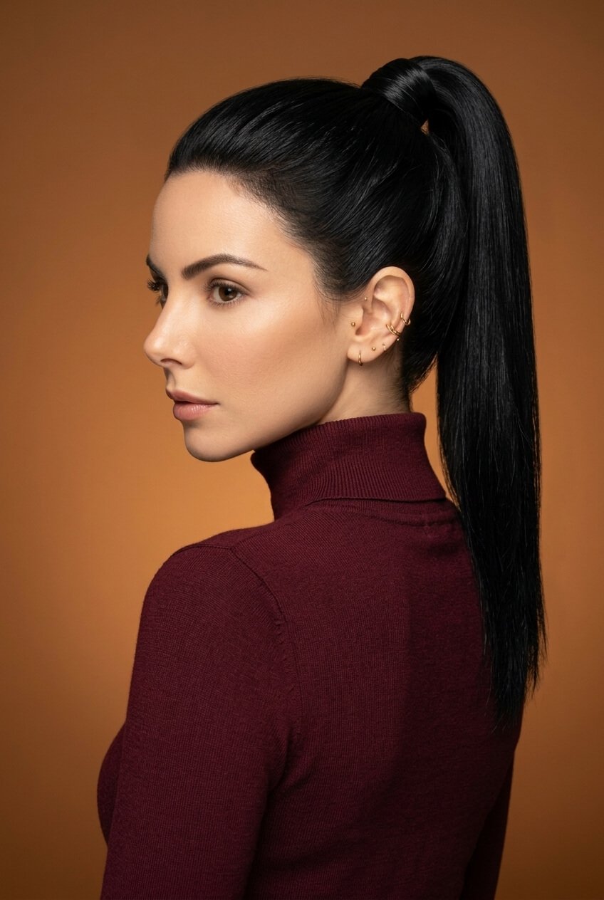 Sleek Ponytail with a Wrapped Base  