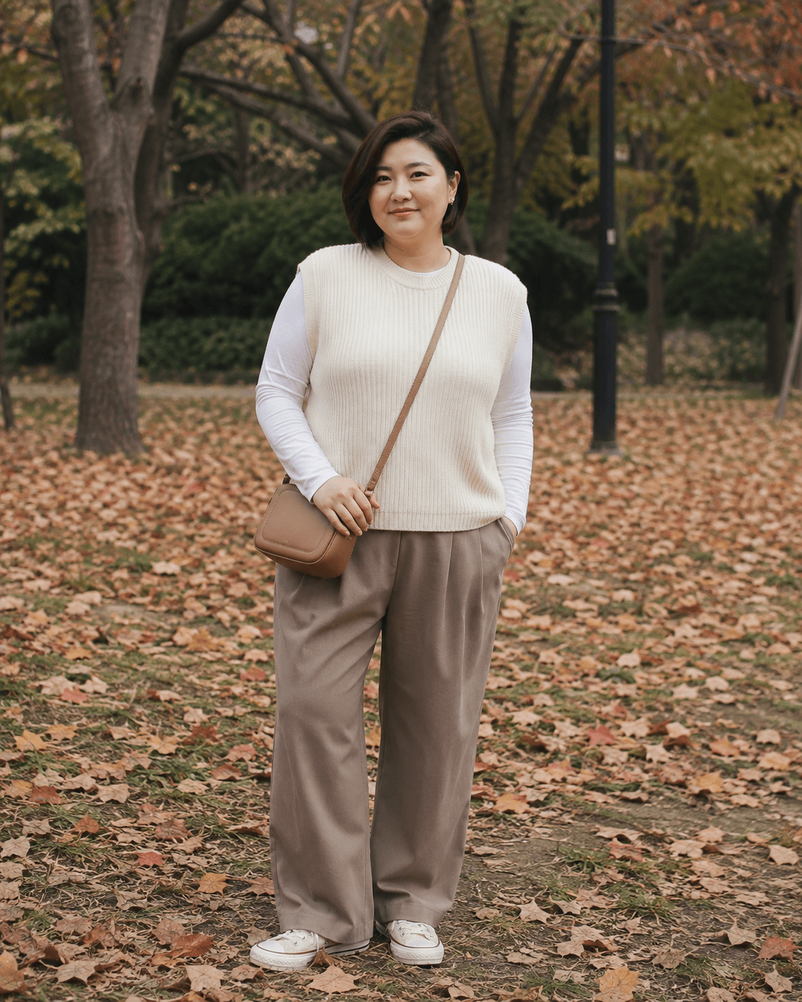 Sleeveless Sweater with Relaxed Trousers