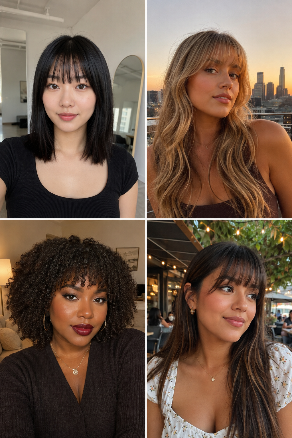 Soft Blunt Bangs for Round Faces