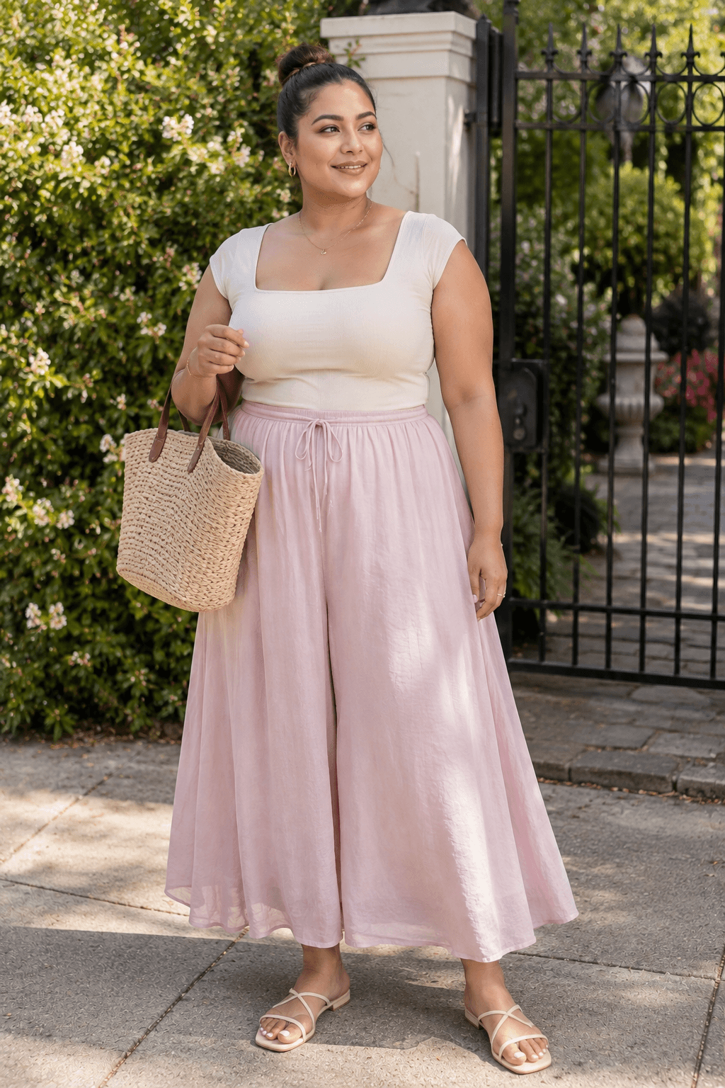 Square-Neck Top with A-Line Skirt