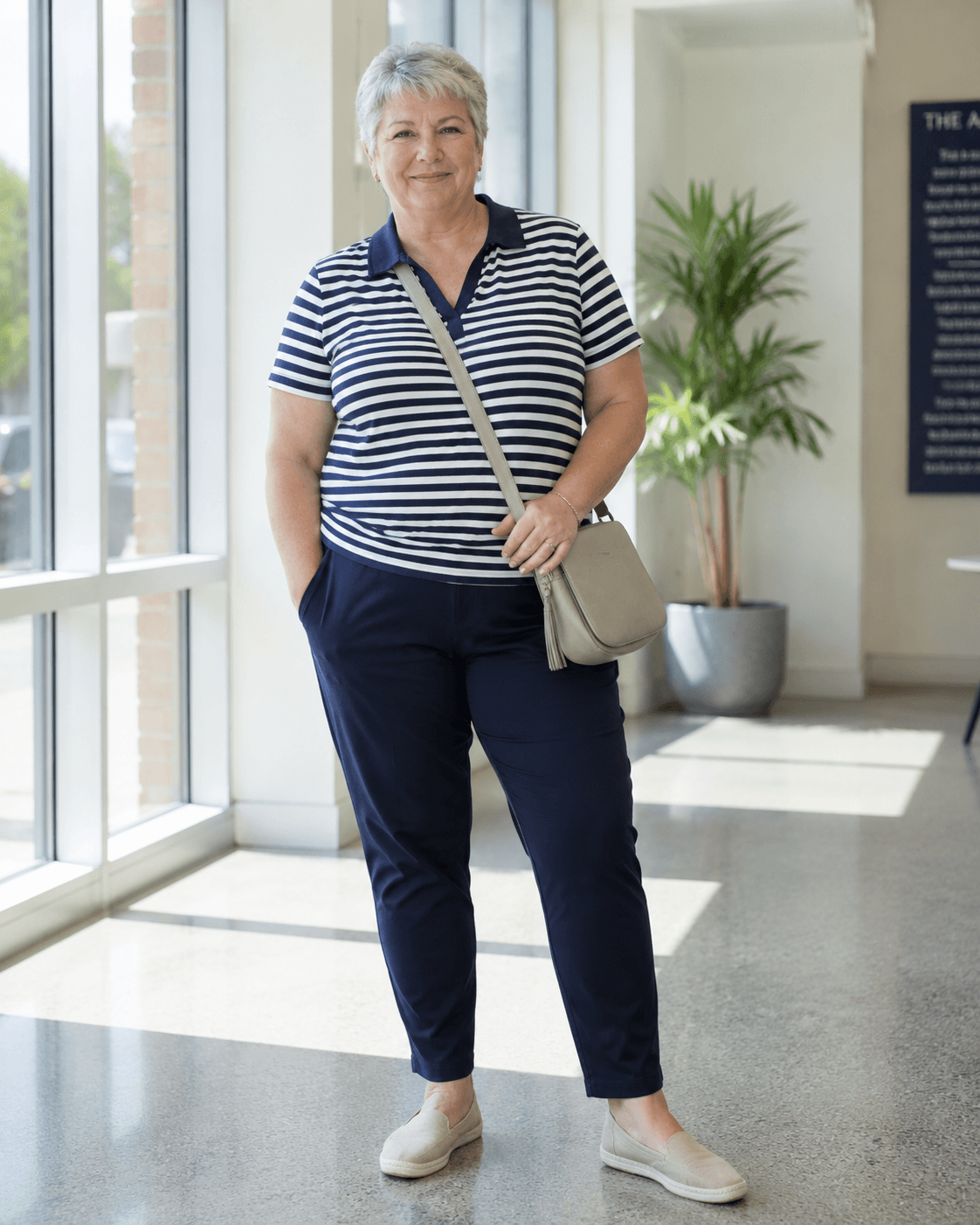  Striped Polo with Pull-On Pants