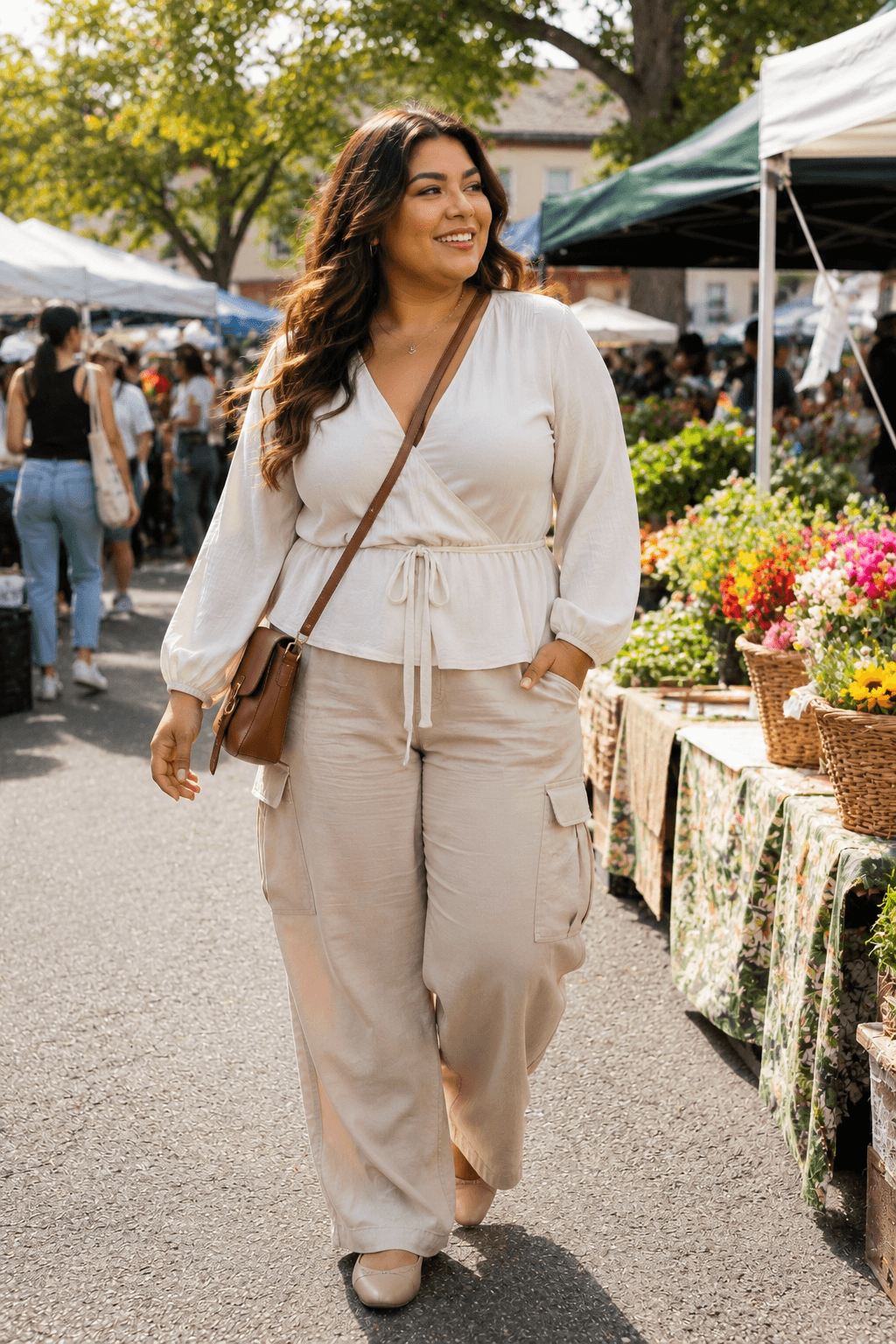 Tie-Waist Top with Cargo Pants