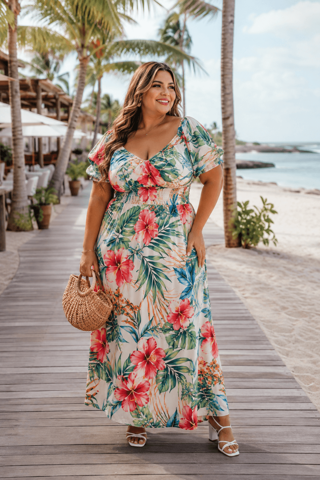 Tropical Floral Maxi Dress for Beach and Summer Weddings