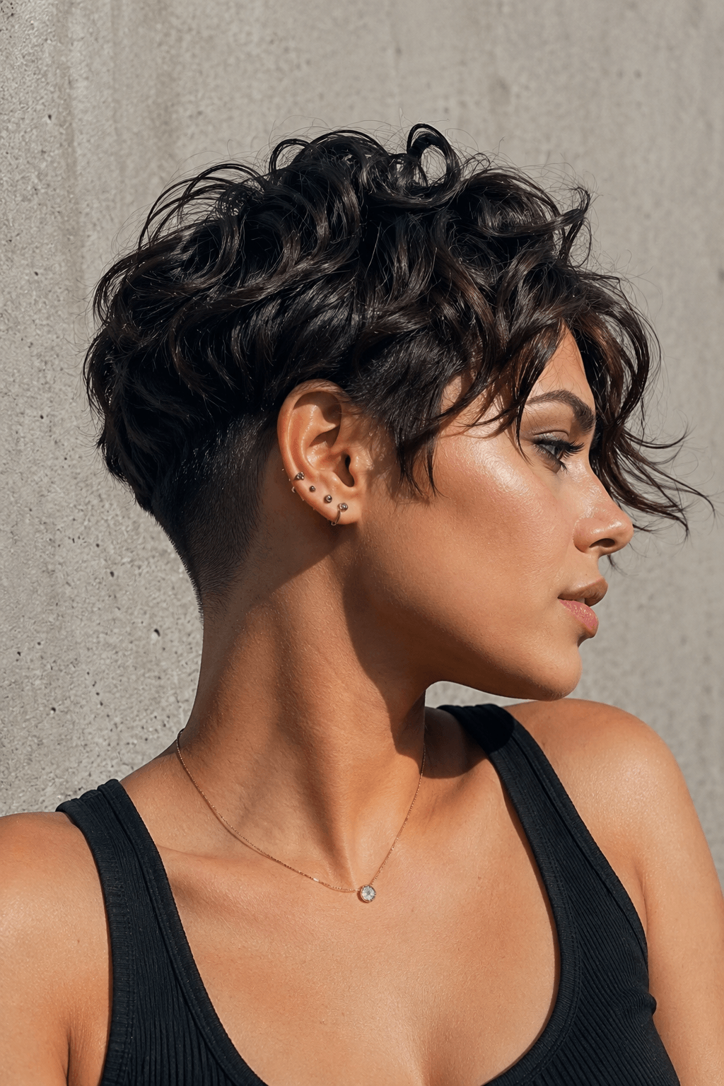 Undercut Wavy Pixie for Thick Hair