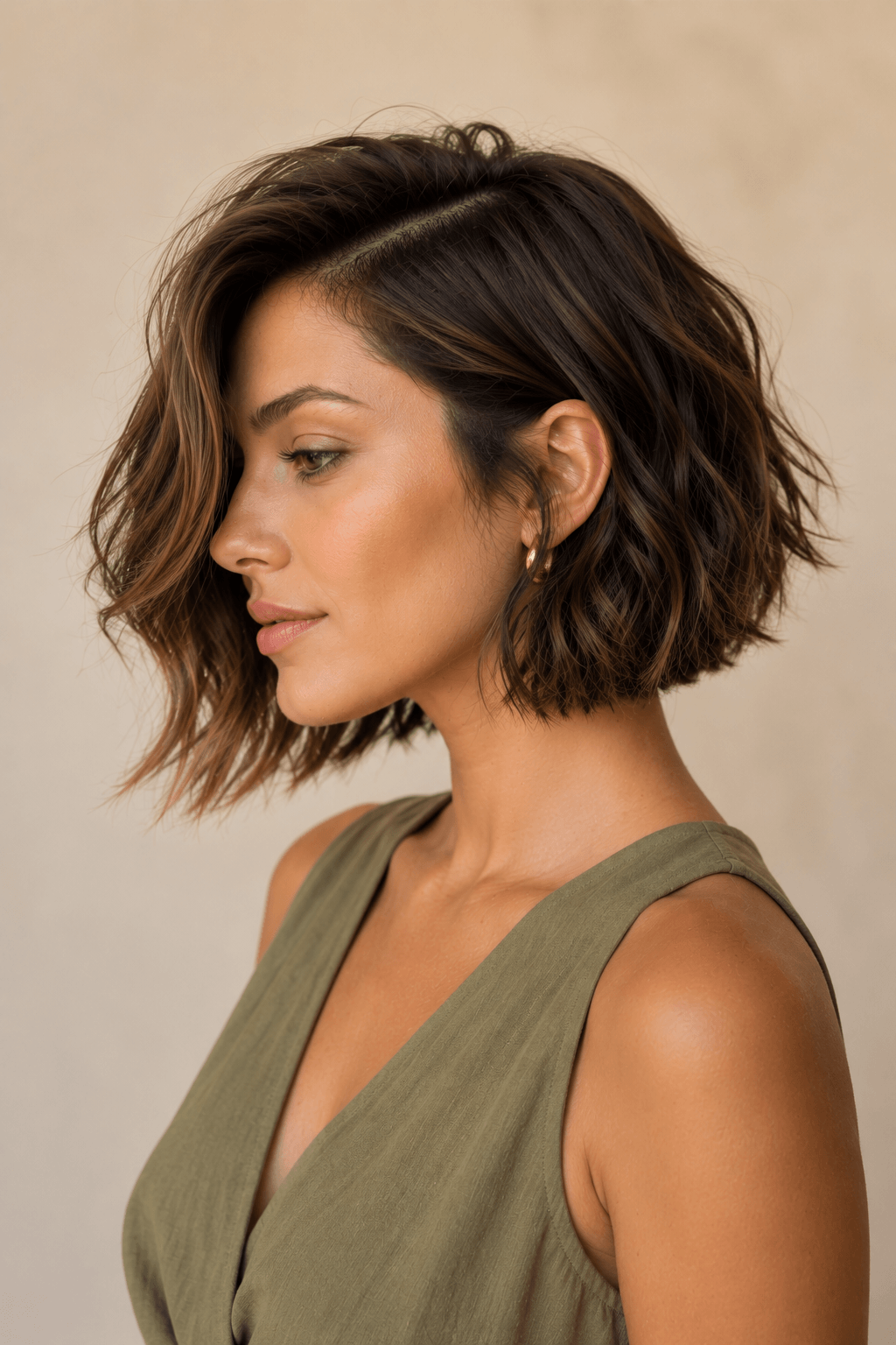 Wavy Bob With a Deep Side Part