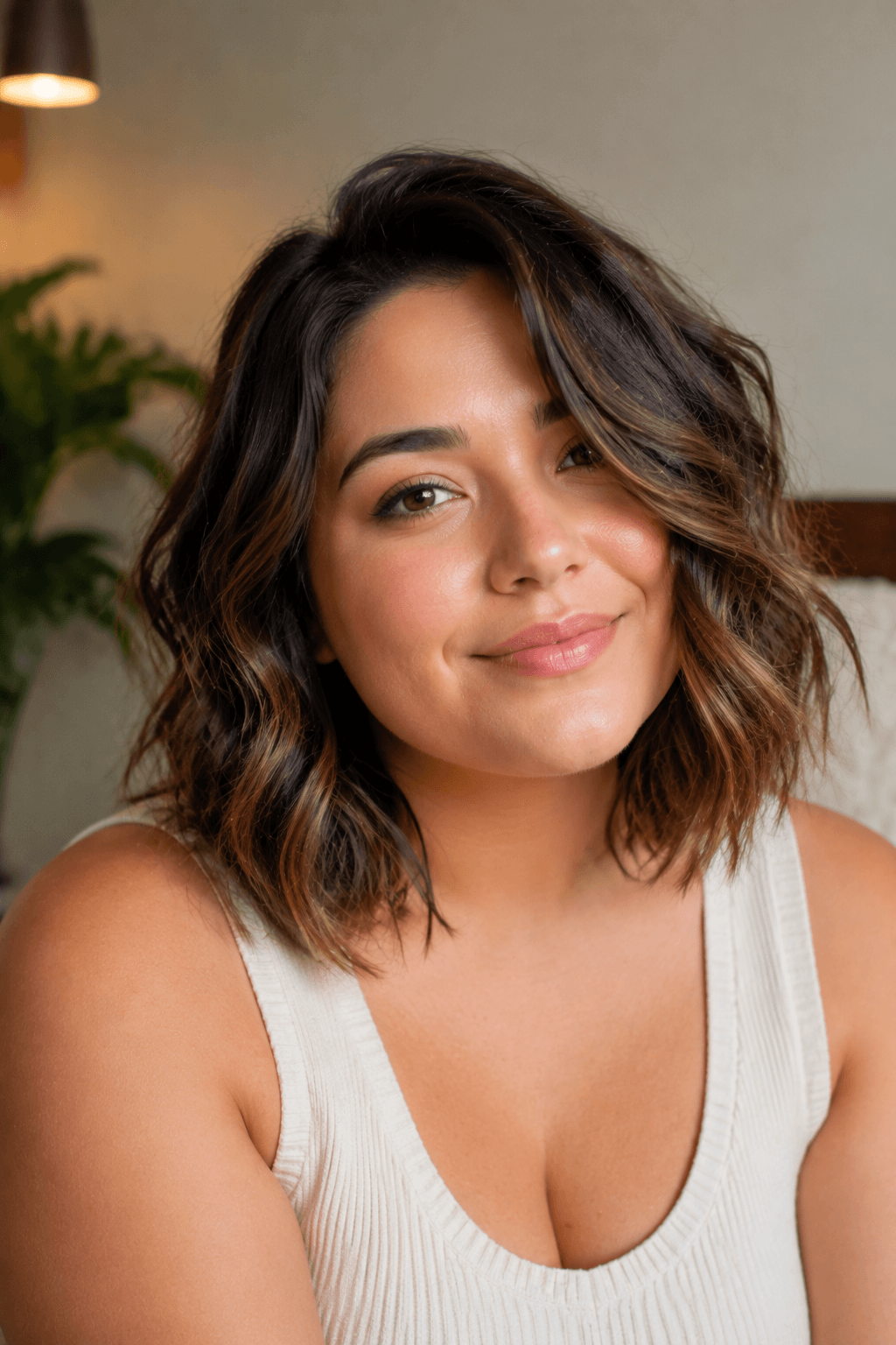 Wavy Bob for a Round Face