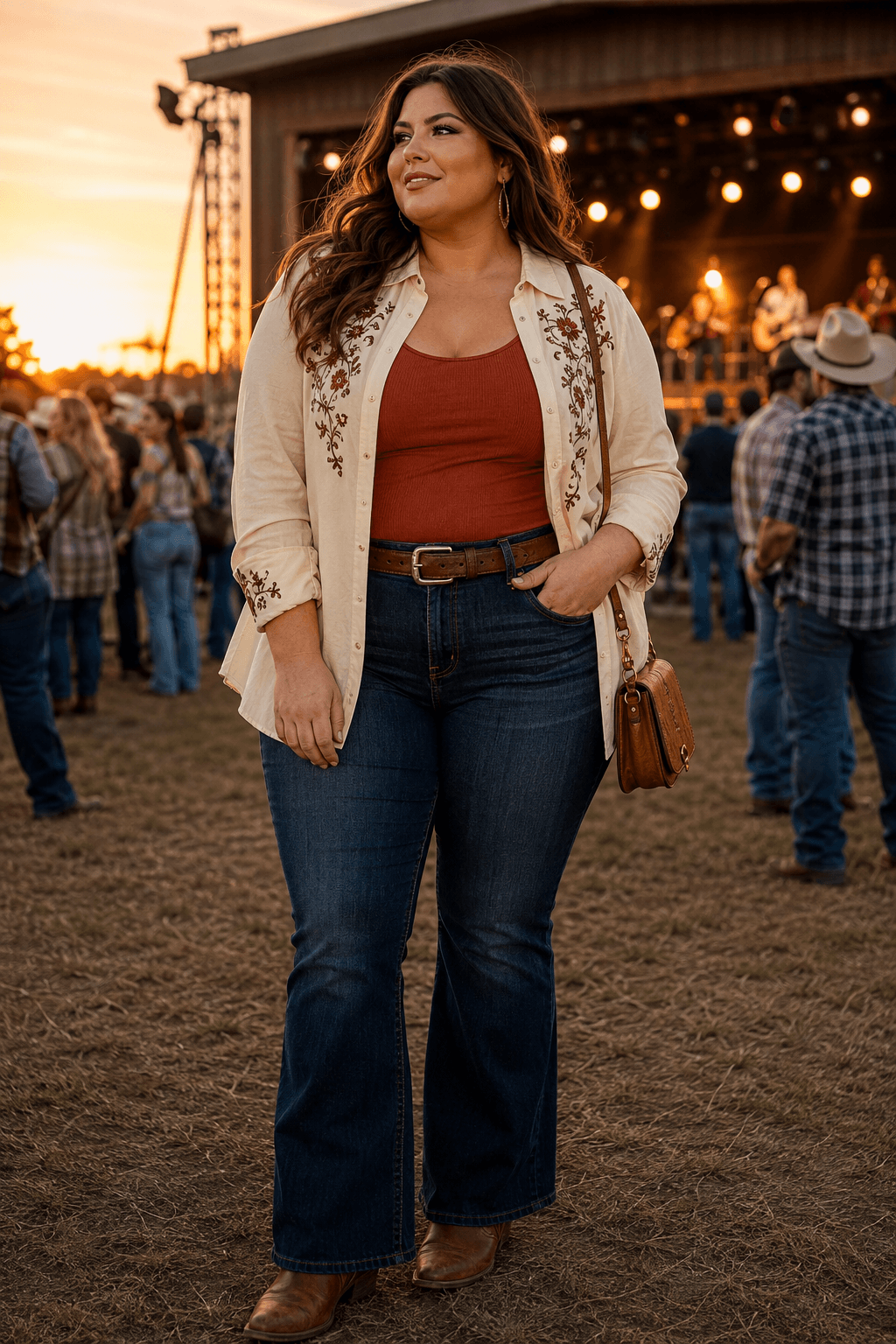  Western Style Shirt with Bootcut Denim Jeans