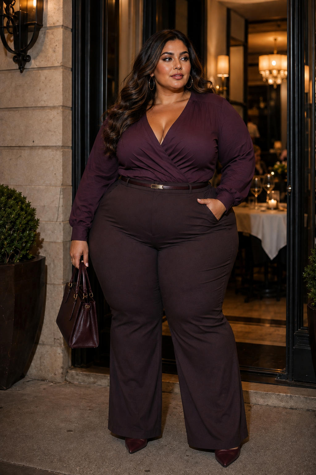  Wrap Blouse With Bootcut Trousers