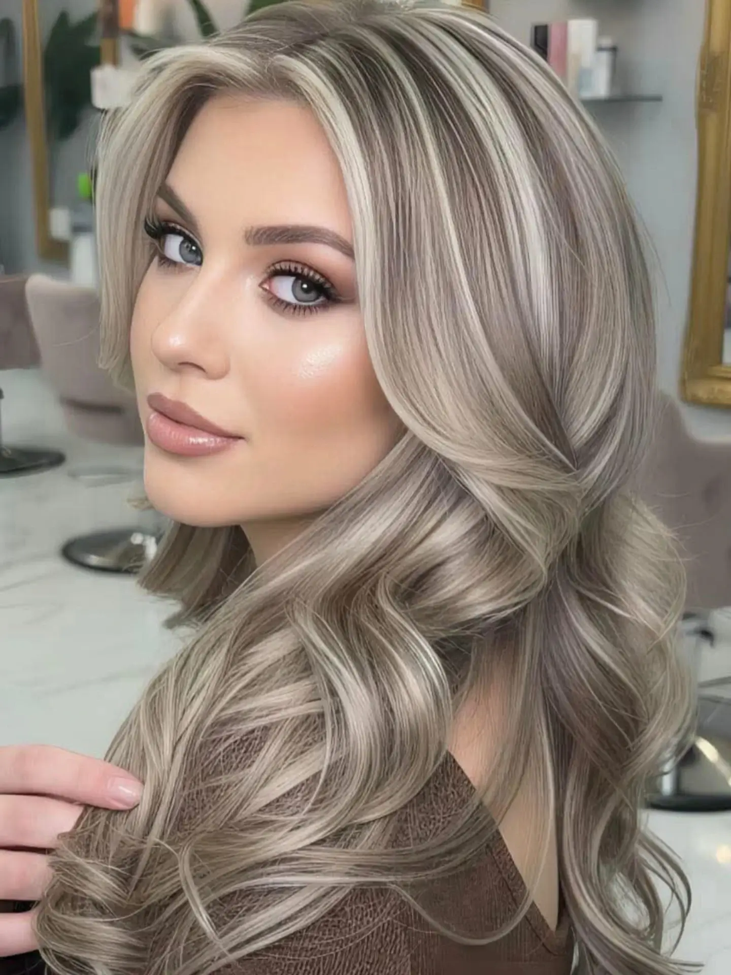 Beige Blonde Balayage with Face-Framing