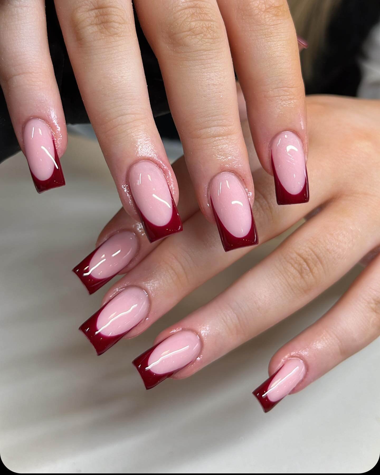 giangnail.ieFrench Tip Nails in Deep Wine Red French Tip Nails in Deep Wine Red