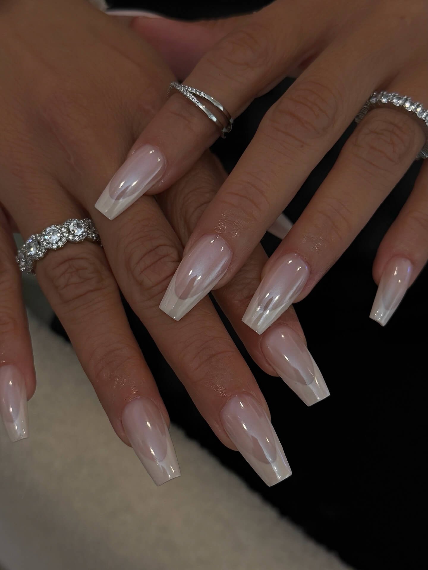 klawsbysonia French Tip Nails with a Sheer Pearl Finish French Tip Nails with a Sheer Pearl Finish