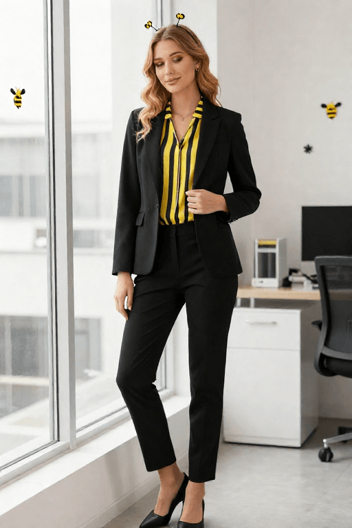 Bee-Themed Blazer With Yellow and Black Stripes Bee-Themed Blazer With Yellow and Black Stripes