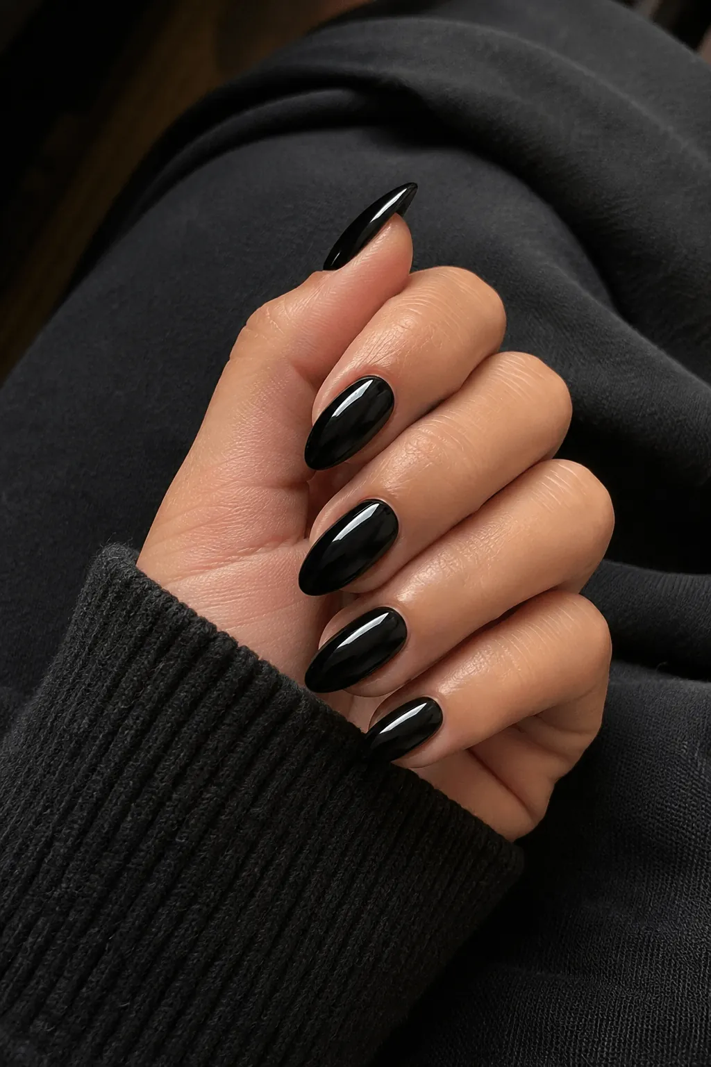 Black Halloween Nails in a Deep Glossy Coat Halloween Nail Colors