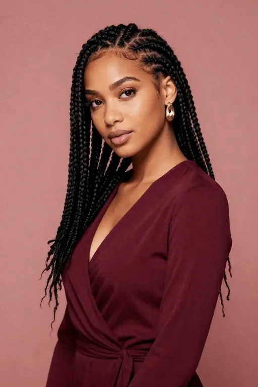 Box Braids with a Deep Side Part Box Braids with a Deep Side Part