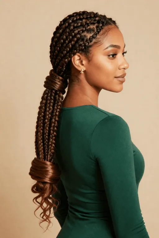 Box Braids with a Wrapped Ponytail Box Braids with a Wrapped Ponytail
