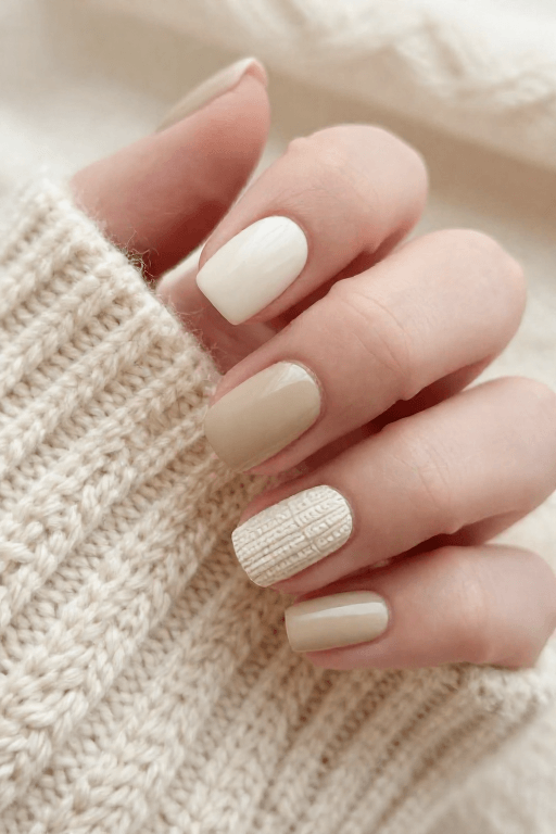 Cable Knit Texture Fall Nail Art with a Cable Knit Texture