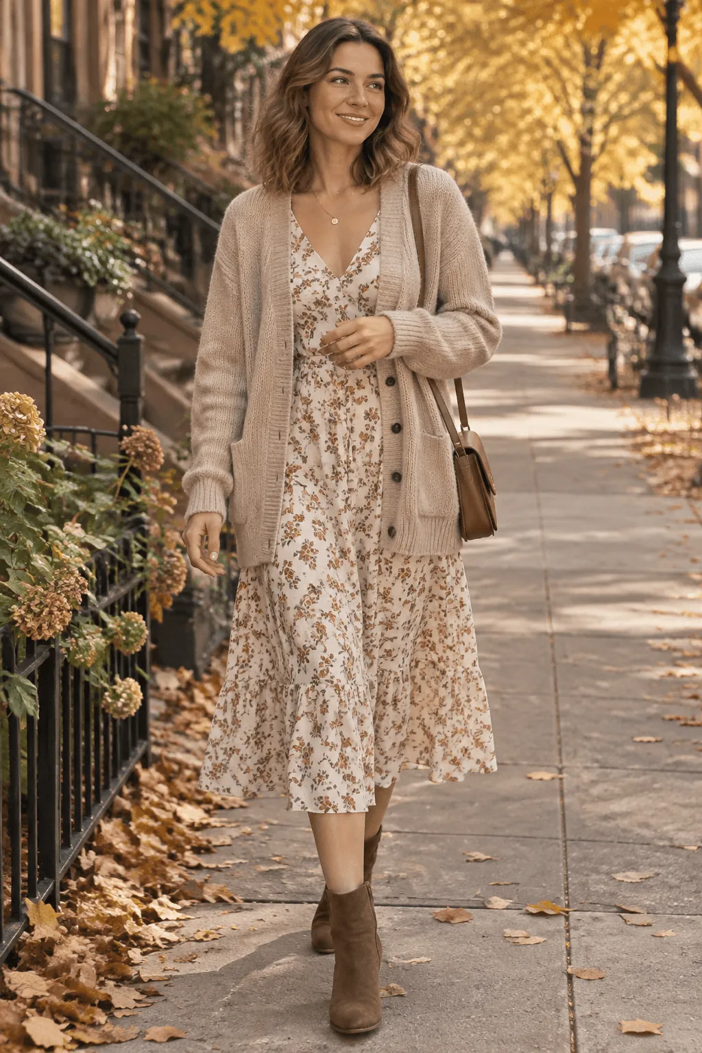Cardigan Over a Midi Dress for Fall Cardigan Over a Midi Dress for Fall