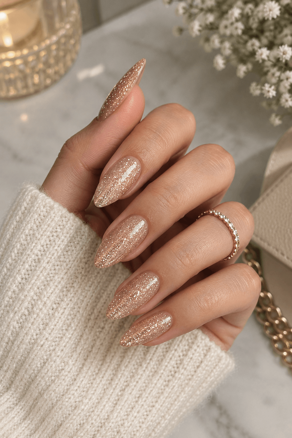 Champagne Glitter Nails Champagne Glitter Nails