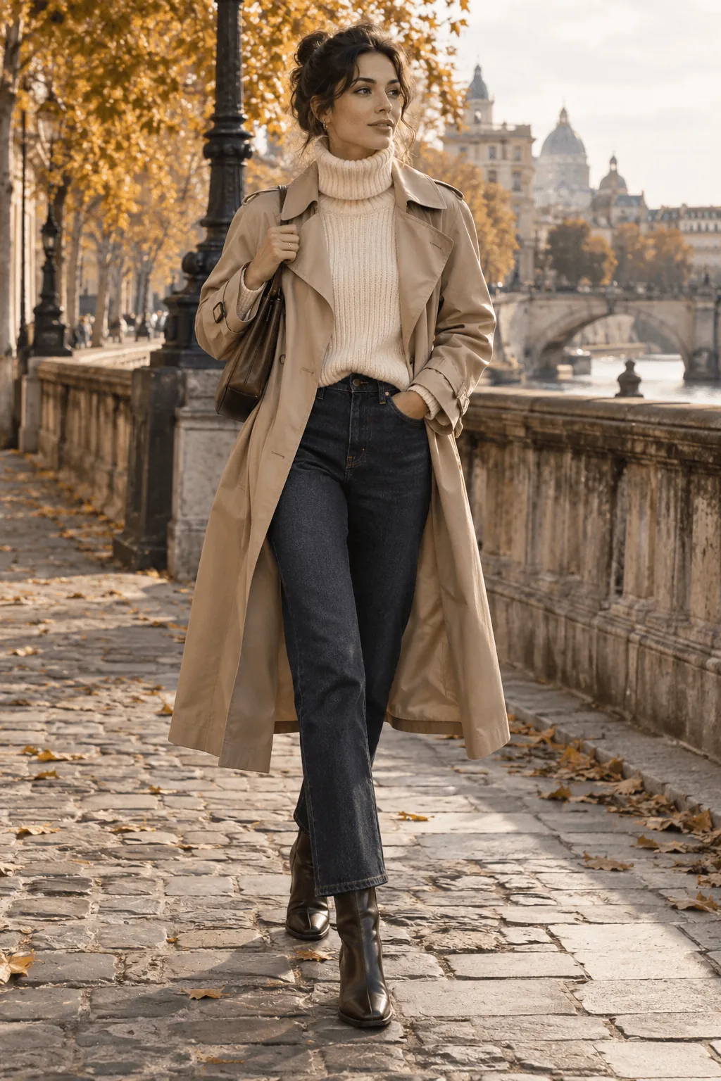 Chunky Turtleneck Sweater Under a Trench Coat Chunky Turtleneck Sweater Under a Trench Coat