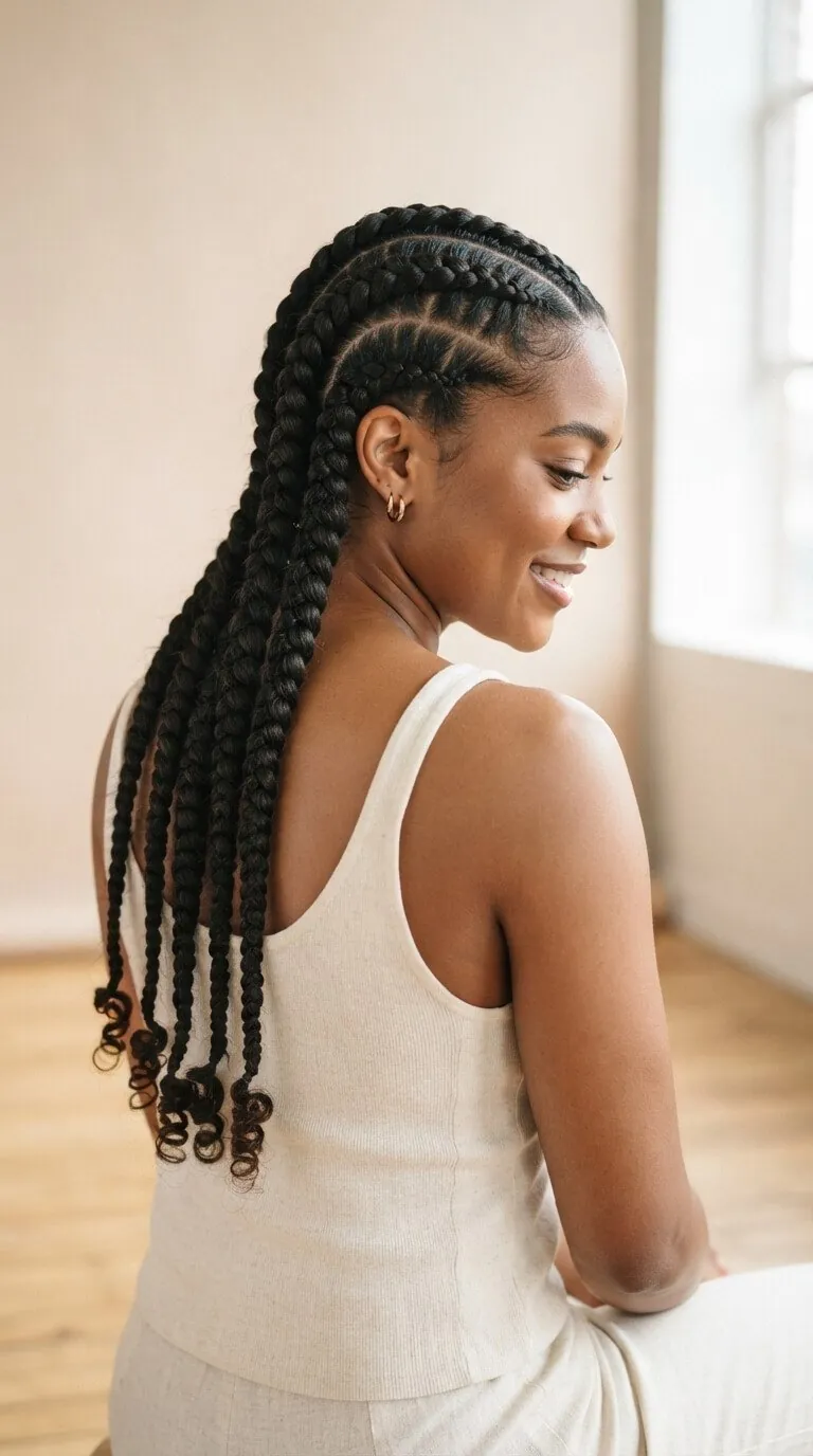 Classic Straight-Back Goddess Braids