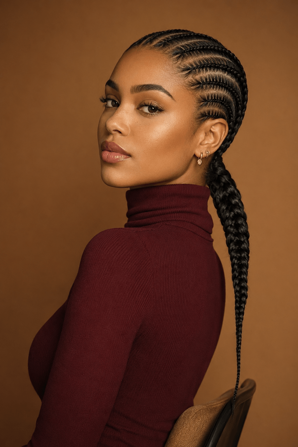 Cornrows into a Sleek Low Braided Ponytail Cornrows into a Sleek Low Braided Ponytail