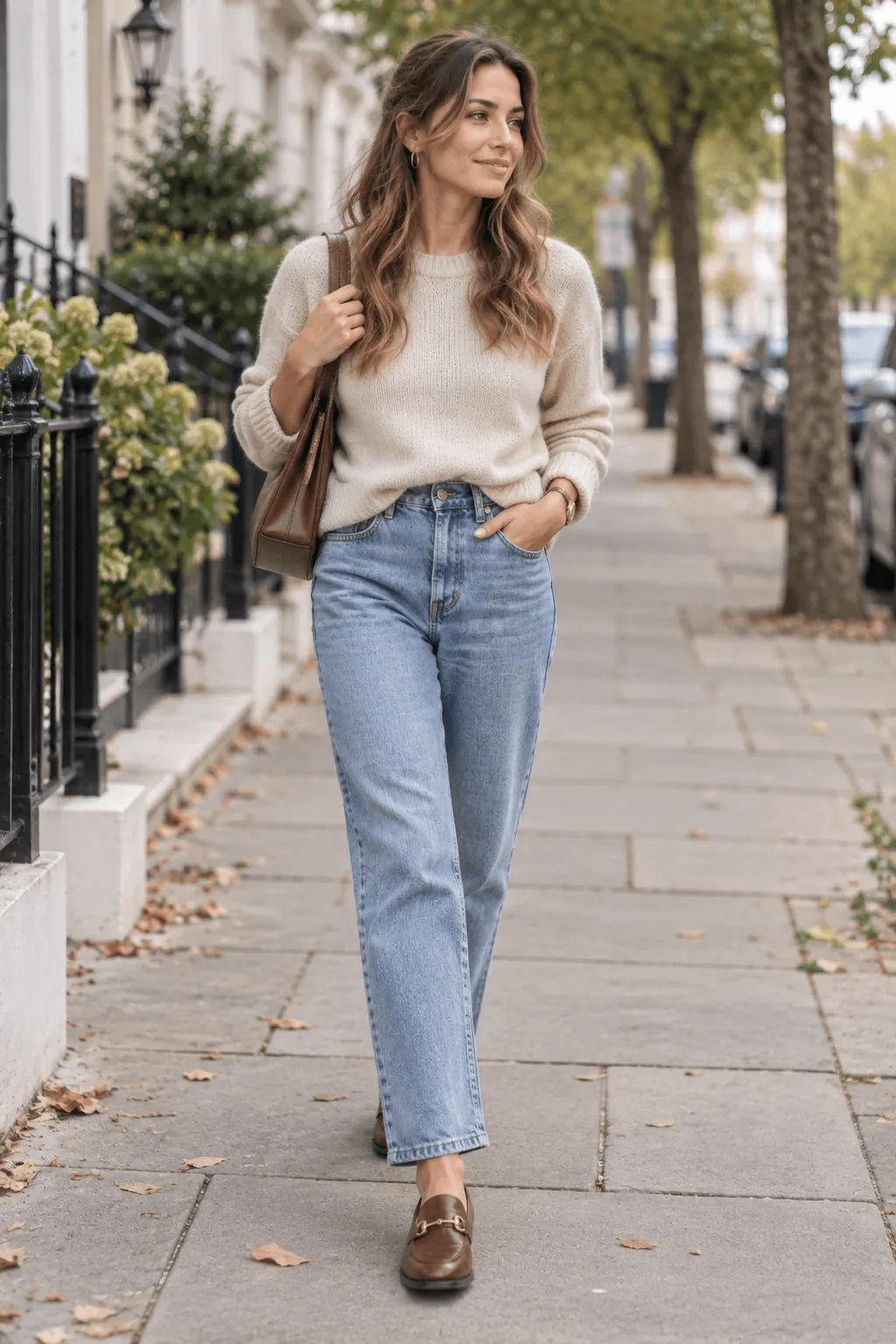 Cotton Sweater With Straight Leg Jeans Cotton Sweater With Straight Leg Jeans