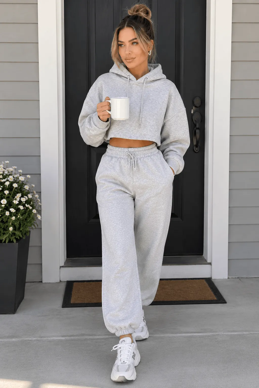 Cropped Hoodie With High Waisted Sweatpants Cropped Hoodie With High Waisted Sweatpants